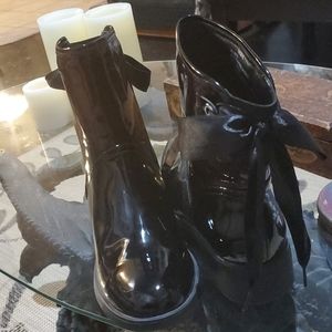 Beacon red glitter rain boots